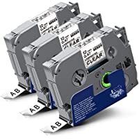3x Labelwell 0.47 12mm x 8m Negro sobre Transparent Compatible Cinta Etiqueta Reemplazo para Brother TZ TZe-131 TZe131…